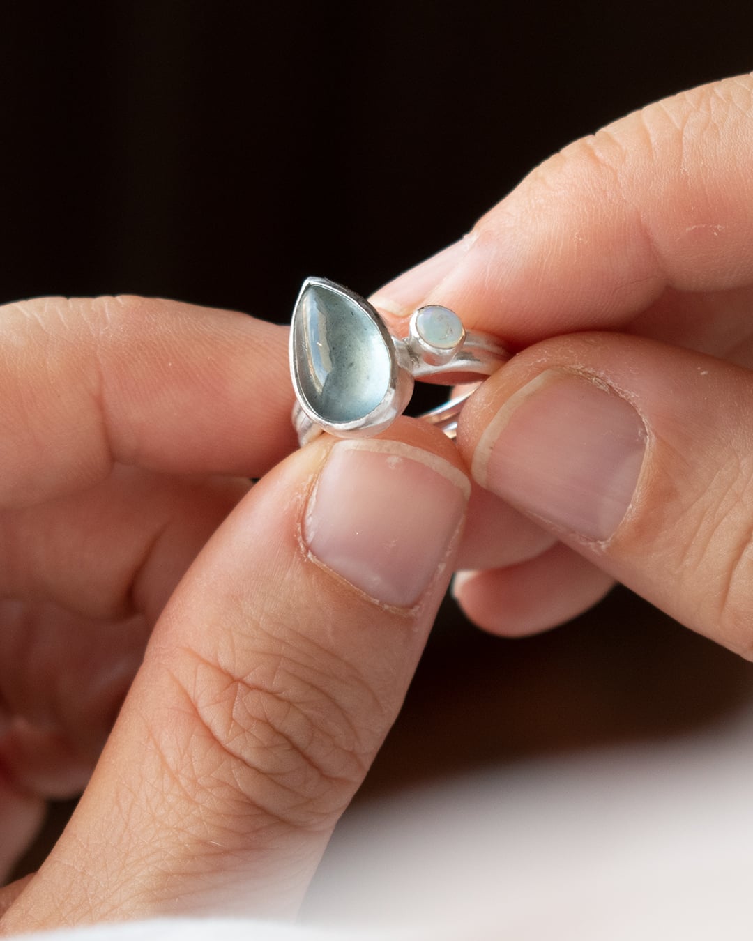 ANILLO AGUAMARINA Y ÓPALO